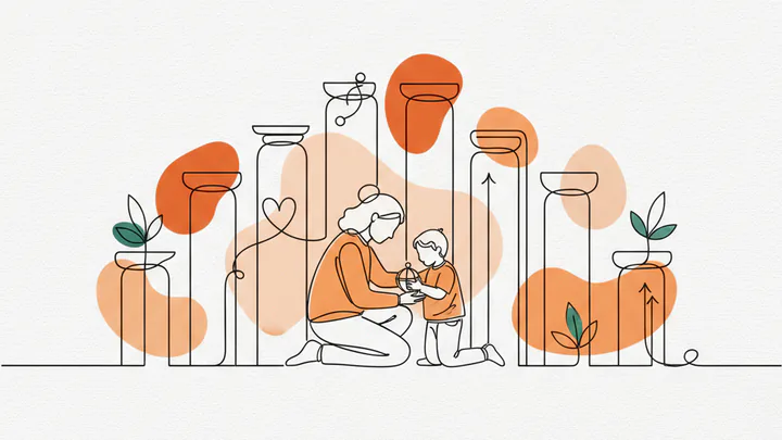 Illustration of the 8 principles of attachment parenting in attachment parenting guide